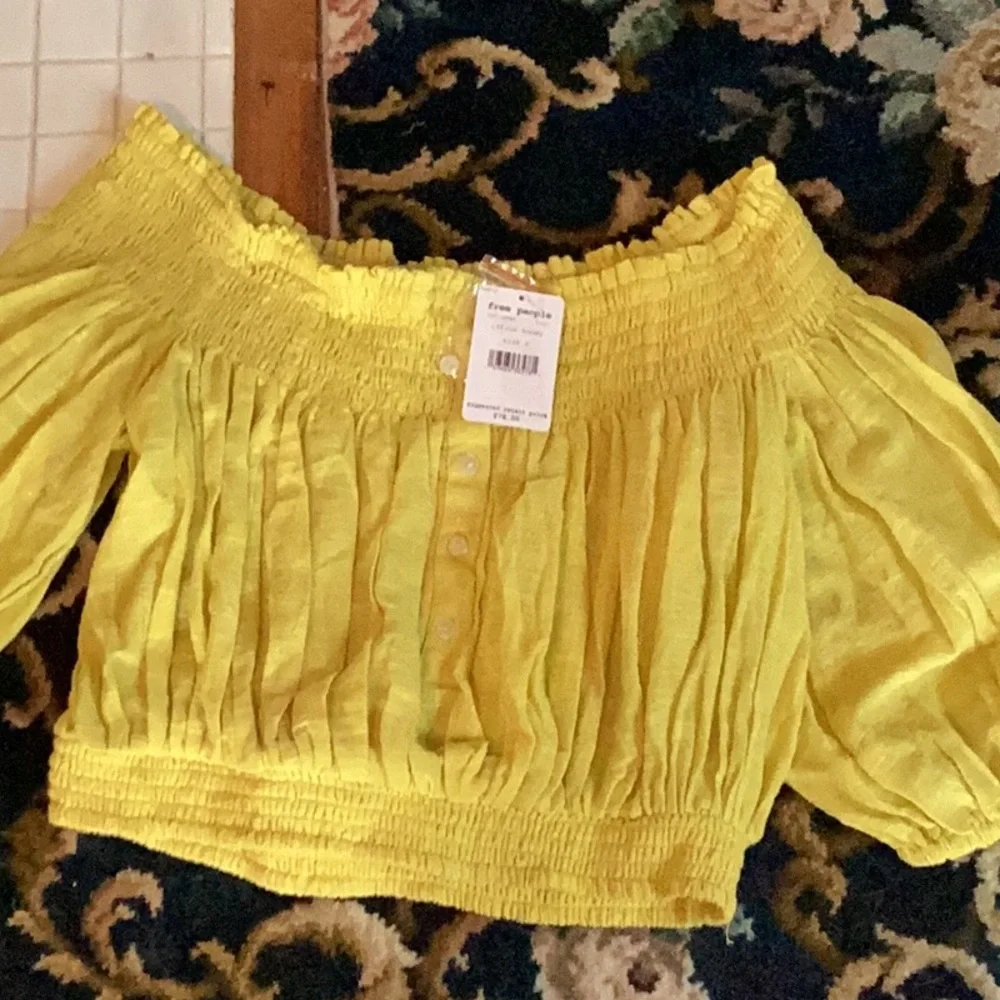 Free People Dancing til Dawn off the shoulder top in citrus honey.NWT. Retail 78